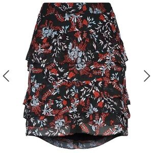 MAJE high waist floral-print ruffle skirt